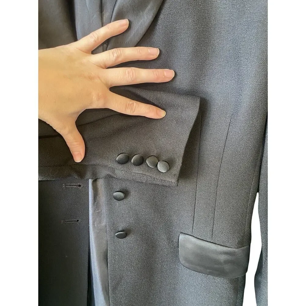 VINTAGE Pendleton Blazer Womens Size 4 100% Wool Black Classic Office Capsule - Picture 7 of 10